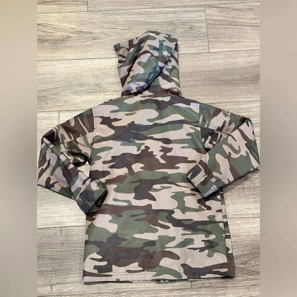 Lucky Brand Boys 6 Camouflage Utility Jacket with Vibrant Orange Interior
